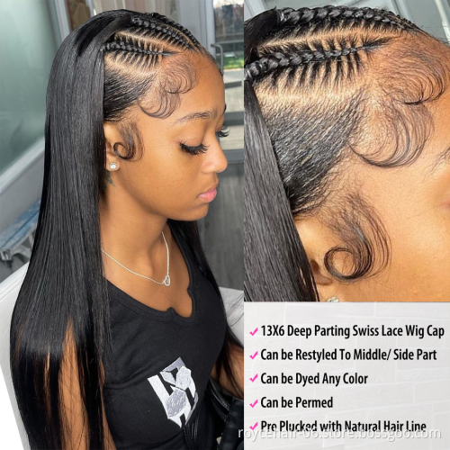 Super Long Human Hair Lace Wigs Vendor,Wholesale 150% 180% Density Indian Remy Hair Pre Plucked Transparent 360 Lace Front Wig
